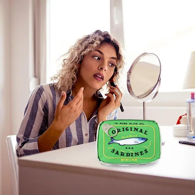 Green Large Capacity Canned Sardine Makeup Cosmetic Organizer Toiletry Pouch - Image 3